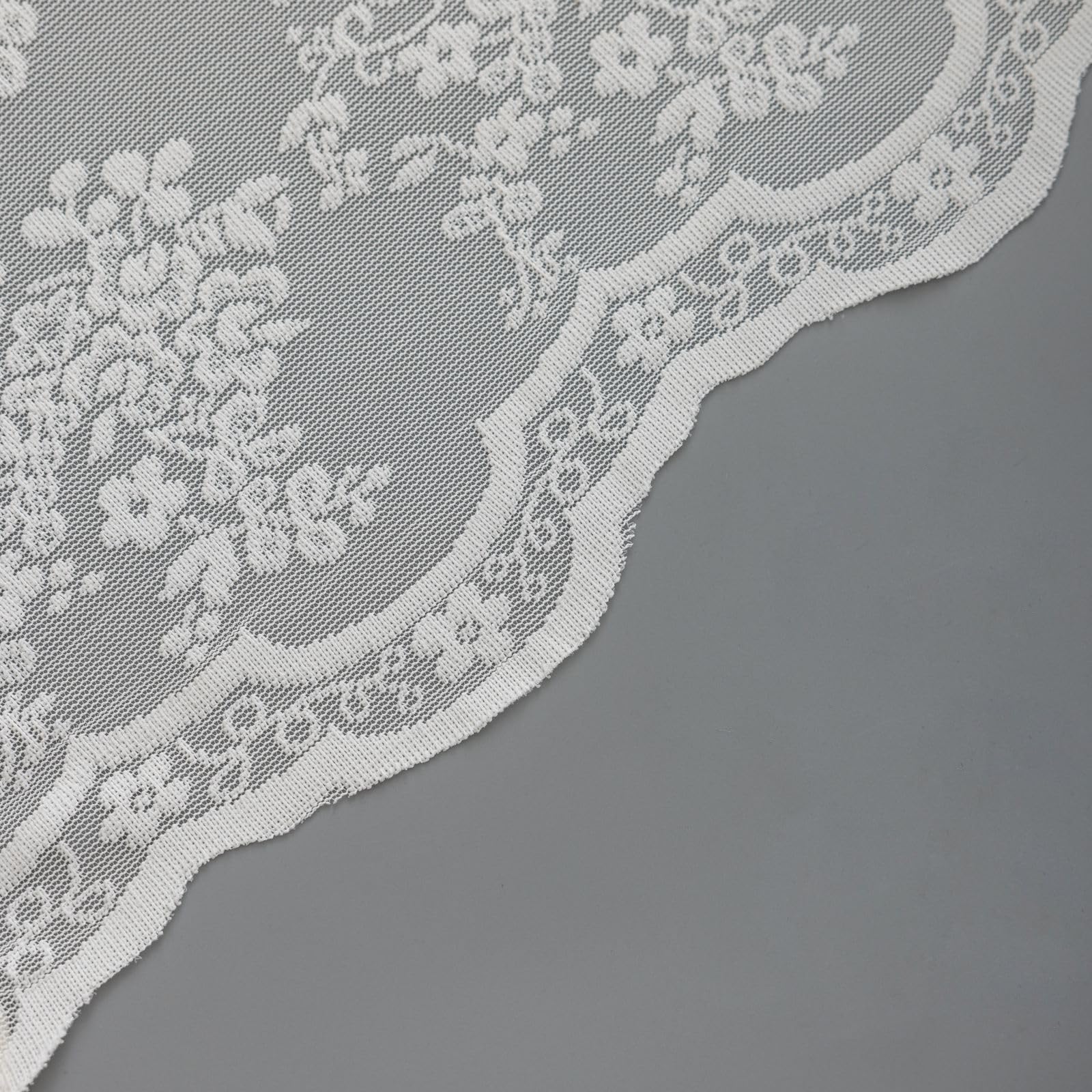 TUDECO Spitzen-Duschvorhang mit angenähtem Volant, rustikales Blumenmuster, durchscheinende Duschvorhänge für Badezimmer, gewellter Rand, verstärkte Löcher, elfenbeinfarbenes Badezimmer-Dekor, 183 x