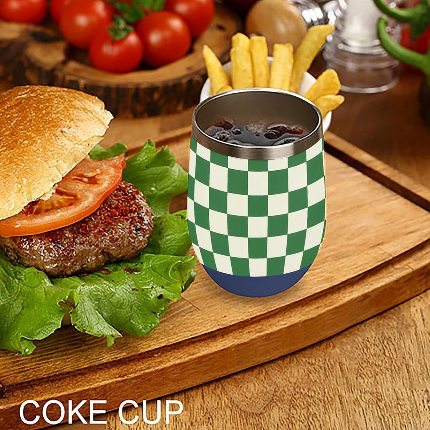 Green Checkered Racing Flags Insulated Drinking Cup Stainless Steel Coffee Mug Wine Tumbler with Lid 12OZ