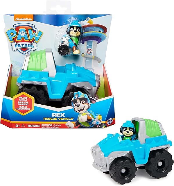 Paw Patrol, Rexs Dinosaur Rescue Vehicle with Collectible Action Figure, Kids Toys for Ages 3 and Up
