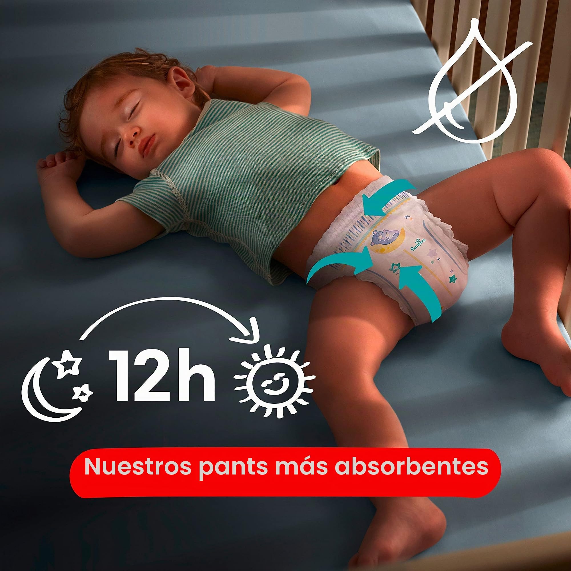 Pampers Night Pants, tamaño 6, 138 capas, 15 kg+, mantenimiento de 360° contra fugas con un corazón súper absorbente para una protección reforzada toda la noche, paquete de 1 mes