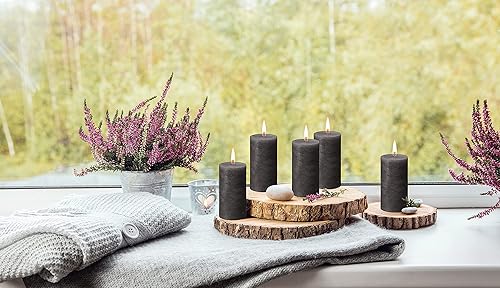 Miniatura 8 de BOLSIUS Paquete de 6 velas rústicas negras (gris tormentoso) de 2.75 x 5 pulgadas, calidad europea premium, incluye cera natural a base de plantas,