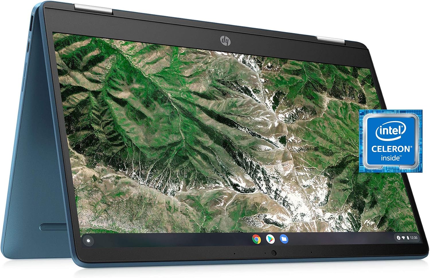 Laptop X360 14a Chromebook 14" HD Touchscreen, Entertaining from Any Angle Intel Celeron, 4GB DDR4 64GB eMMC WiFi Webcam Stereo Speakers Bluetooth 4.2 Chrome Blue Metallic Color