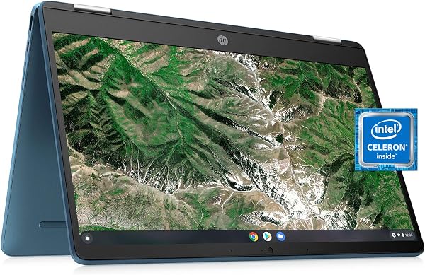 HP Laptop X360 14a Chromebook 14 HD Touchscreen, Entertaining from Any Angle Intel Celeron, 4GB DDR4 64GB eMMC WiFi Webc