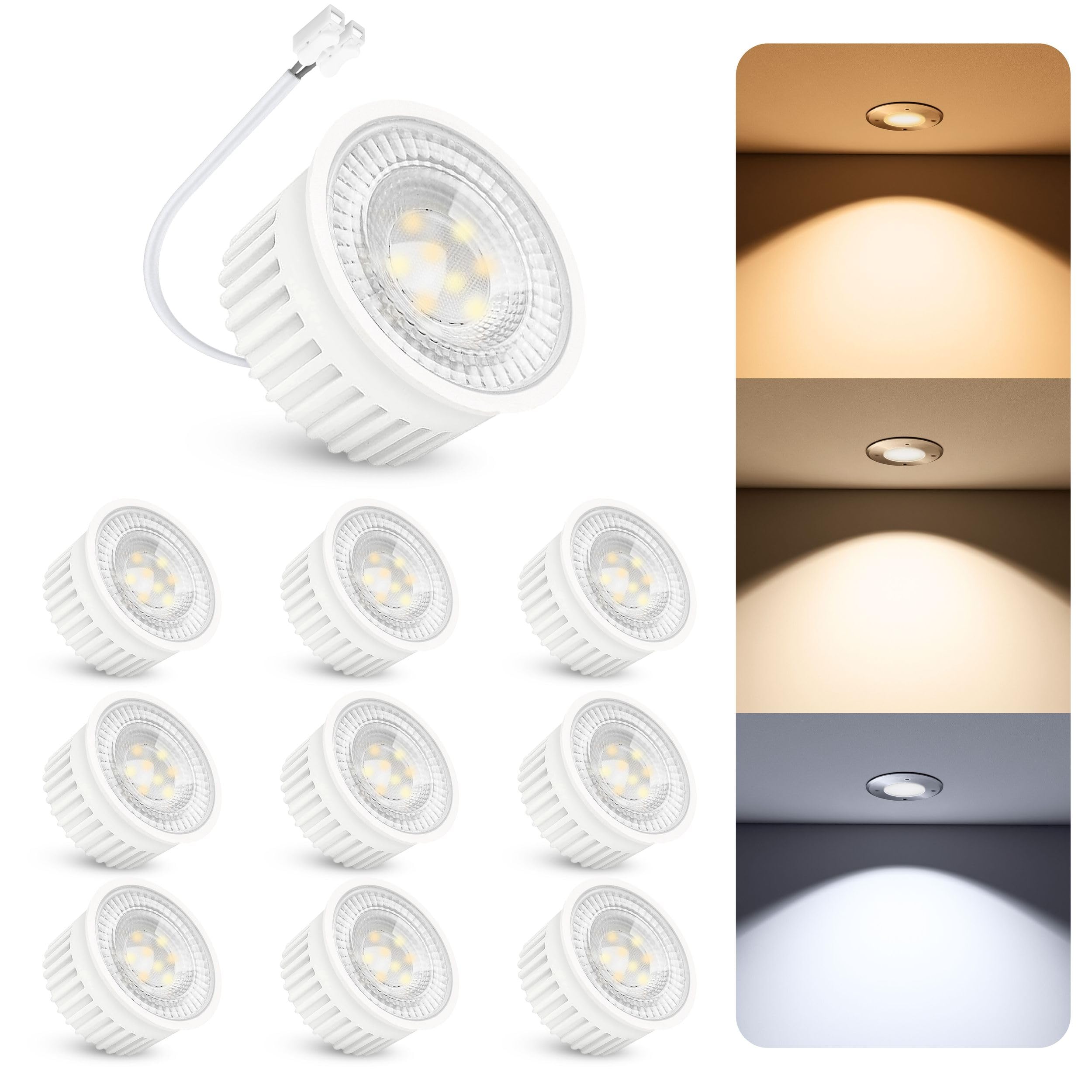 SSC-LUXon 10x LED LumiFLEX Glühbirne GU10 6W dimmbar – 3 Lichtfarben warm neutral kalt per Schalter – Leuchtmittel Set für Aufbaustrahler Einbaustrahler