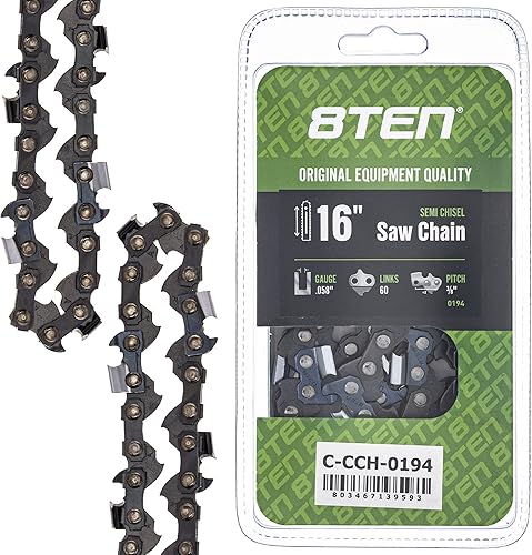 Vista 352 de 8TEN Cadena de motosierra para Husqvarna 254 455 340 351 353 350 55 455 Rancher Poulan Jonsered Echo 16 pulgadas .050 .325 66DL