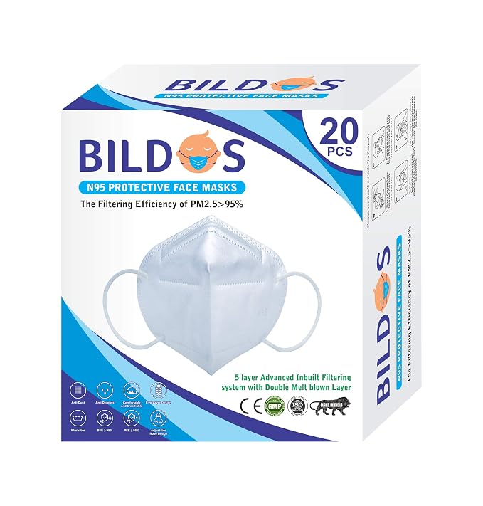 Bildos 5 Layer N-95 mask with Melt blown Layer Anti-Pollution N95 Face Mask(White)