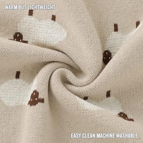 Miniatura 8 de Bleu La La - Manta de punto para bebé, 100 % algodón, suave, acogedora, ligera, unisex, para recepción, cuna, cochecito, para la ducha, registro de