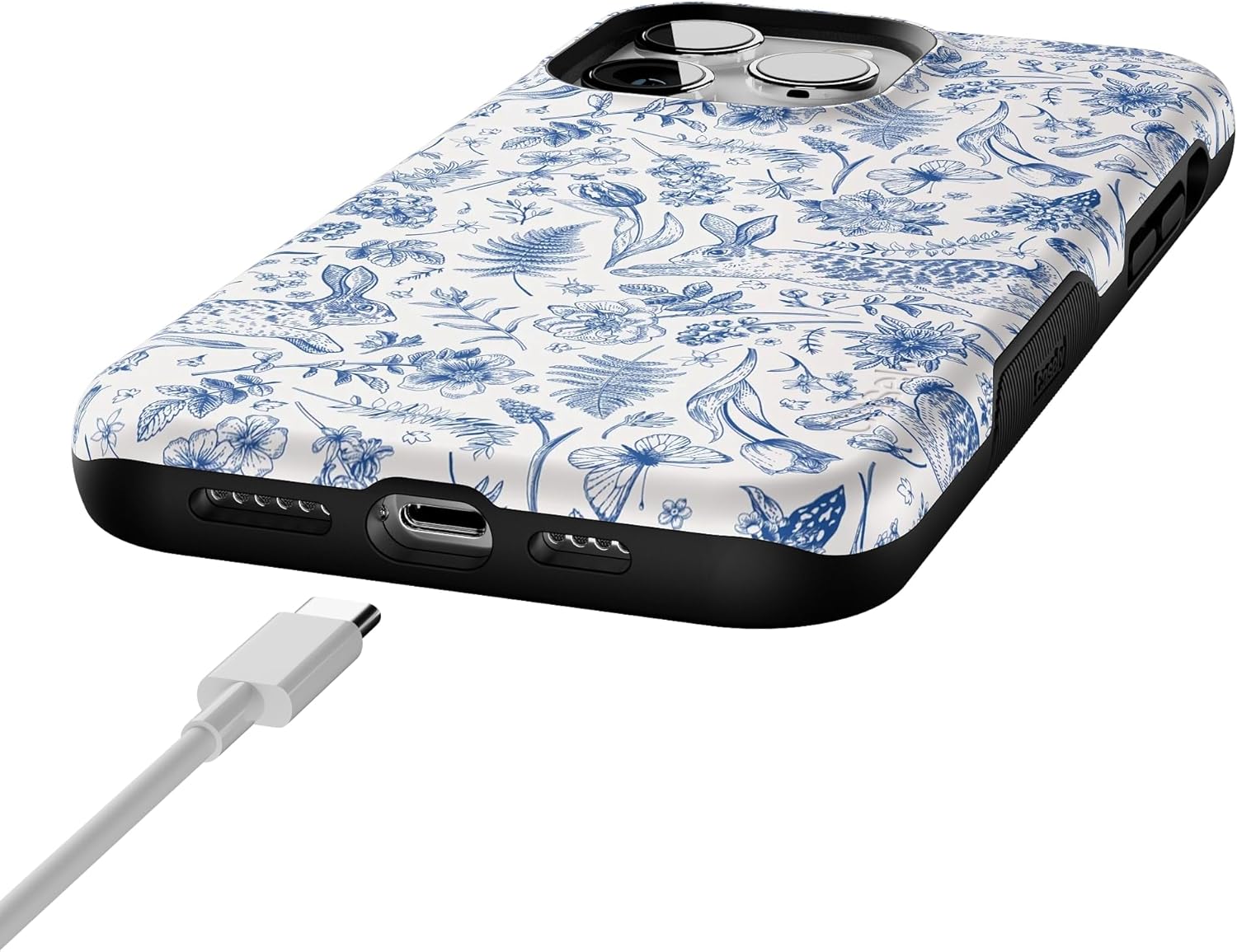 Casely iPhone 14 Pro Max Case | Bunny Toile | Hop & Bloom | Bold Protective Design | Compatible with MagSafe