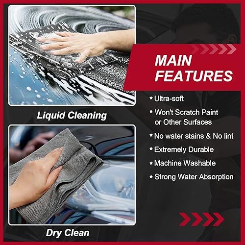 Miniatura 4 de Oudain 200 Piezas Paños de Limpieza de Microfibra de 16x16 Pulgadas, Toallas de Microfibra para Automóvil Ultra Absorbentes, Trapos de Limpieza