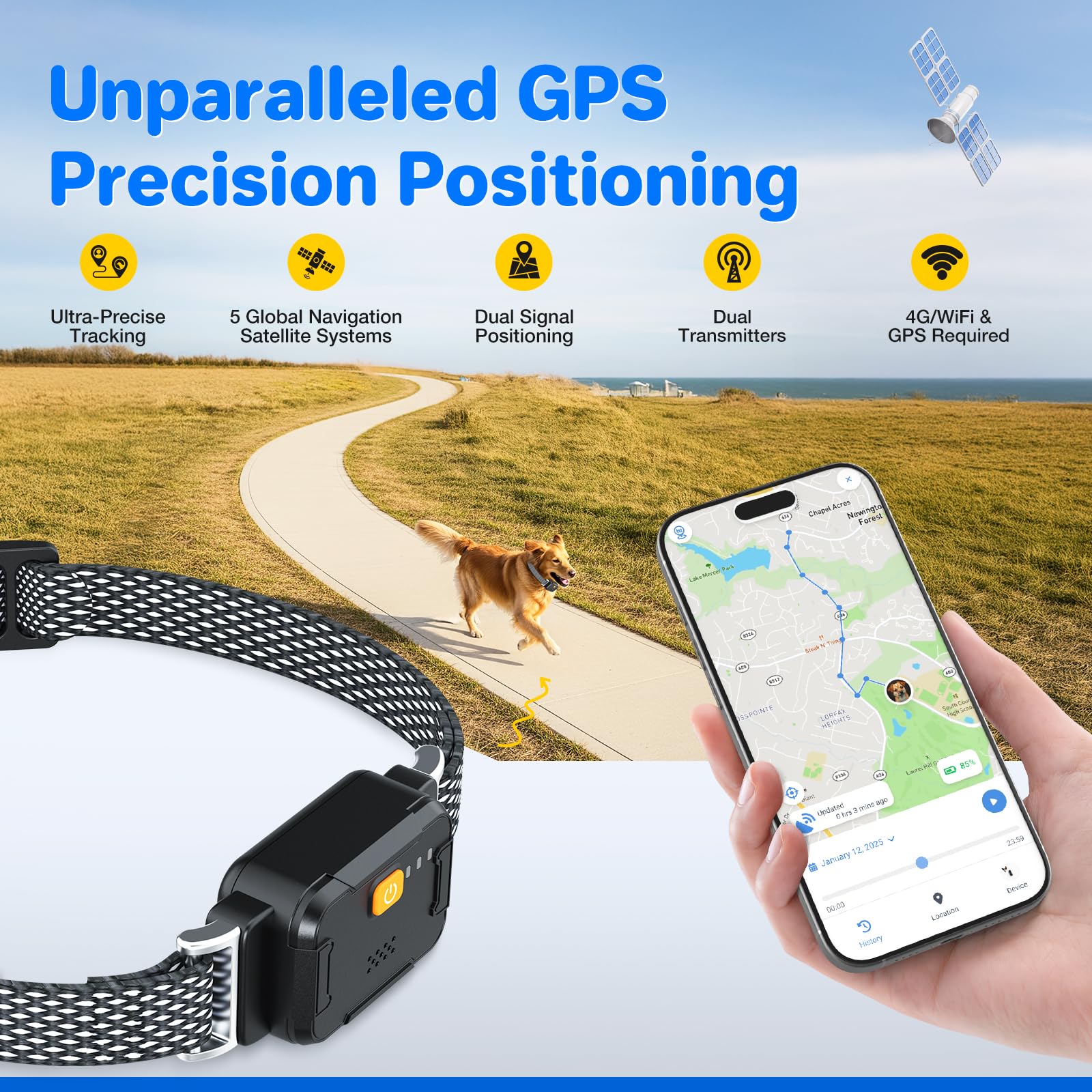 Wireless Dog Fence,Smart Dog Tracker Collar – AI GPS for Dogs, Health & Behavior Monitor, Virtual Fence, Escape Alerts, Waterproof, Comfortable Fit - image 2