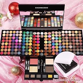 CHARMCODE 190 Colors Cosmetic Make up Palette Set Kit Combination with Eyeshadow Facial Blusher Eyebrow Powder Face Concealer Powder Eyeliner Pencil A Mirror All-in-One Makeup Gift Sets For Women