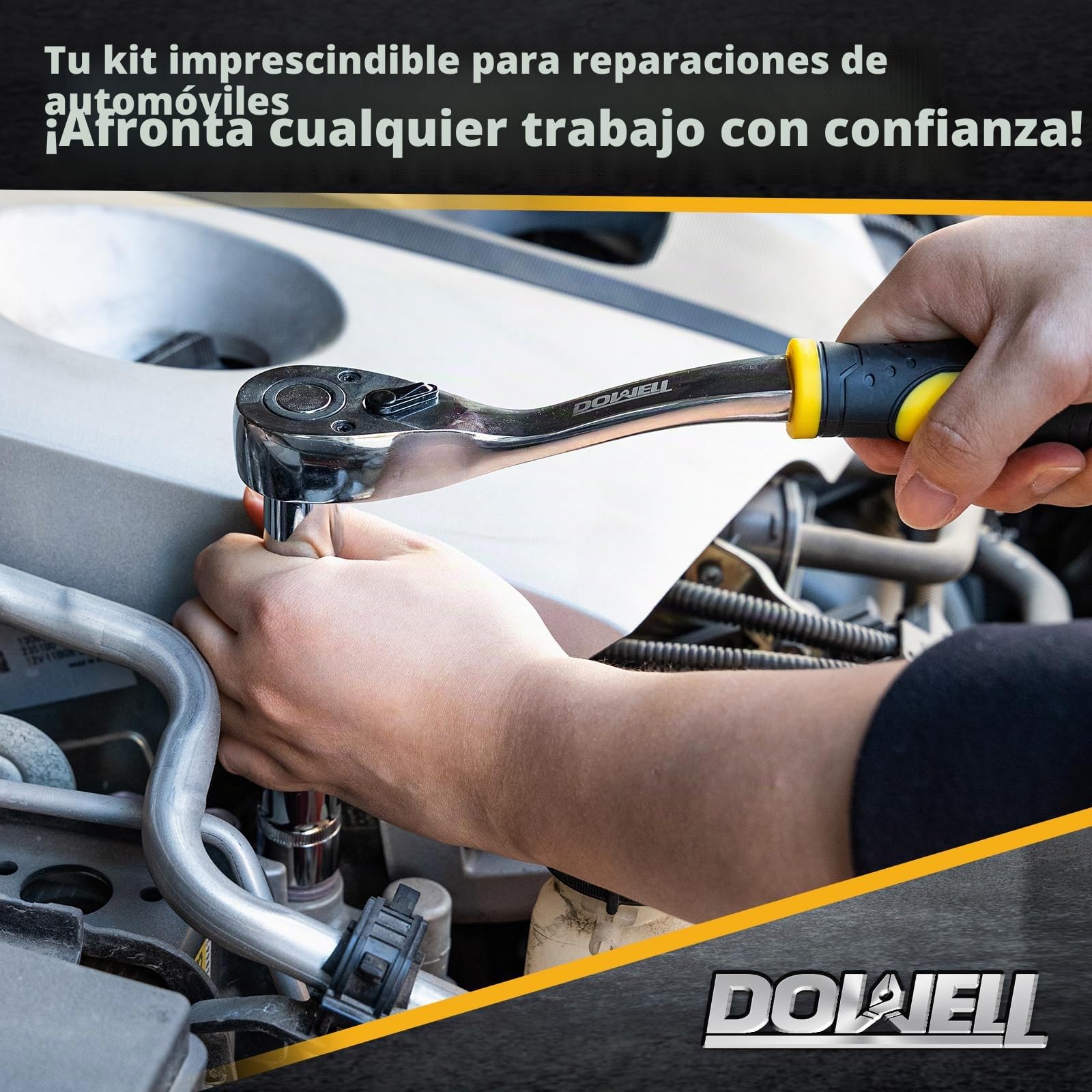 DOWELL Juego profesional de 82 piezas de insertos y bits | accionamiento de 1/4" y 1/2" con trinquete | trinquete de 72 dientes | TORX a prueba de manipulaciones e insertos para atornillador de