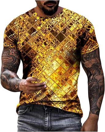Zeiyignr Fashion Optical Illusion Tshirts Men Short Sleeve 3D Graphic Tees Hip Hop Streetwear Geometric Print Summer Tops