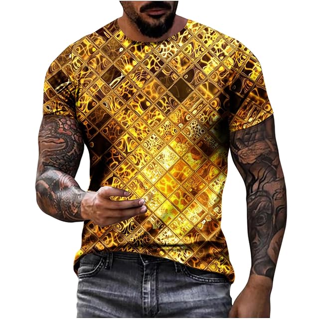 Zeiyignr Fashion Optical Illusion Tshirts Men Short Sleeve 3D Graphic Tees Hip Hop Streetwear Geometric Print Summer Tops