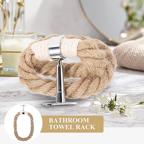 Miniatura 8 de Veemoon Anillos de cocina de madera para montar en la pared accesorios decorativos bohemios anillo de mano para baño ducha diseño de cuerda de