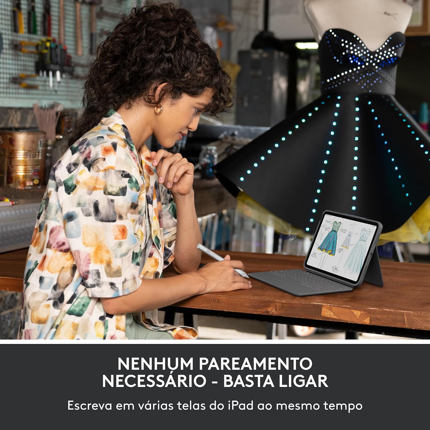 Lápis Digital Logitech Crayon para iPad iOS 12.2 com Tecnologia Apple Pencil, Design Antirrolagem, Precisão de Pixel Sem Atraso, Ponta Inteligente e Conexão USB-C