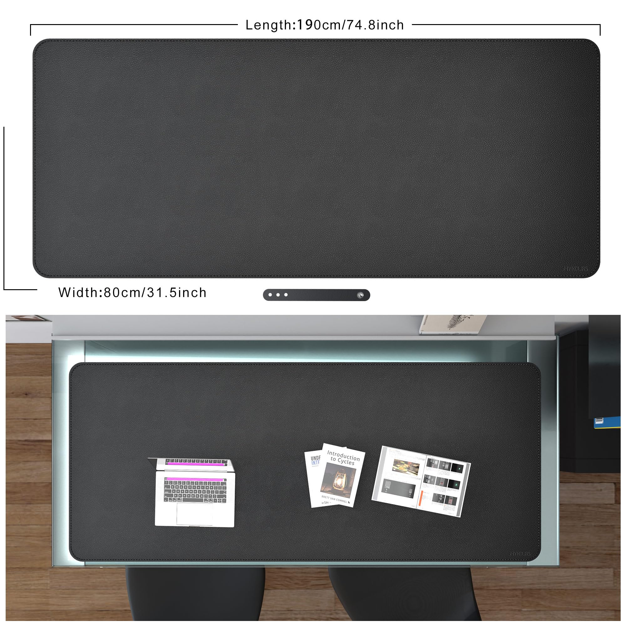Mydours Super Large 190x80cm Schreibtischmatte, Desktop Computer Desk Mat, Mauspad für Home Office & Computerarbeitsplatz, Extra Mauspad für Stehpult (Schwarz)