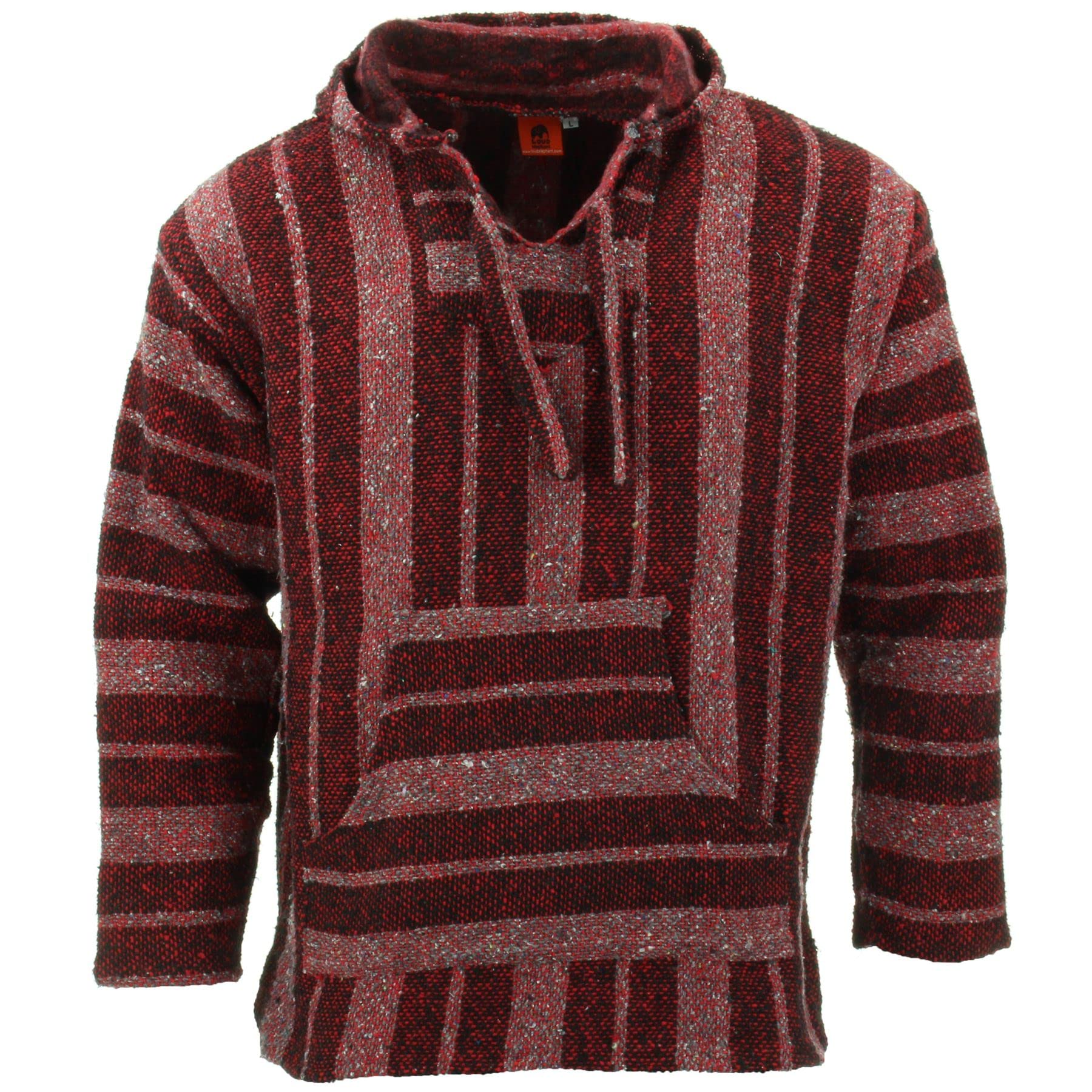 LOUDelephant Recycled Mexican Baja Jerga Hoody - Maroon Grey (XX-Large)