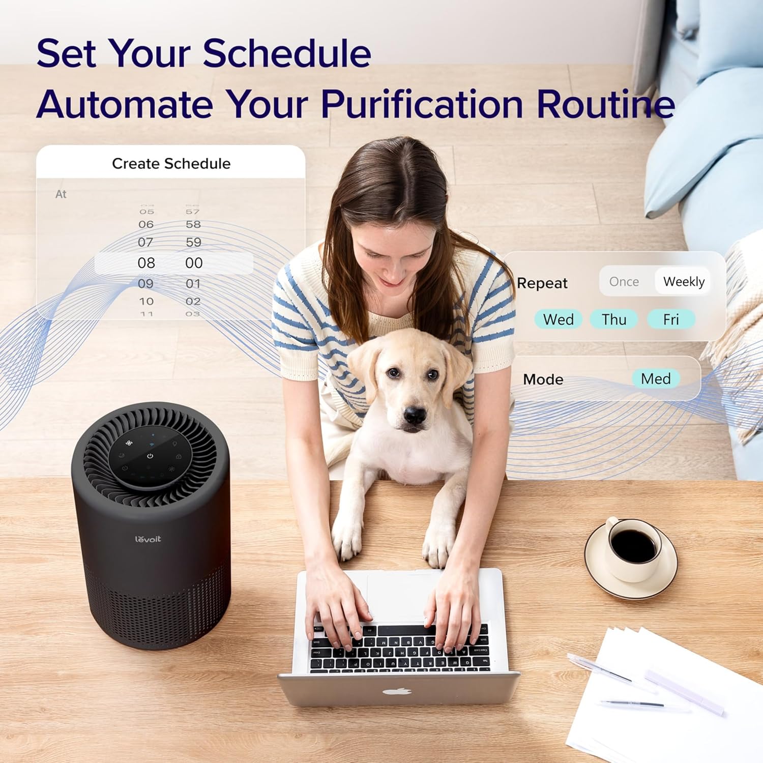 LEVOIT Air Purifier for Home Bedroom, Smart WiFi Alexa Control, Covers up to 916 ft, 3-in-1 Filter with HEPA Sleep Mode for Allergies, Pollutants, Smoke, Dust, 27dB Quiet, Core 200S-P, Black Black WIFI enabled Purifier