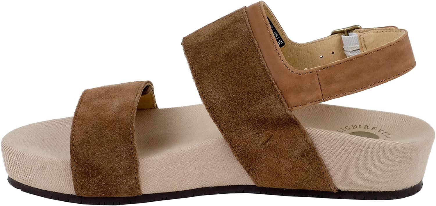 REVITALIGN Women's Adjustable Sandal Wedge, Brown, 12