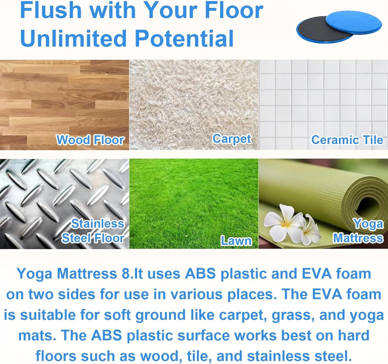 2-Pack Exercise Sliders & Fitness Discs – Dual-Sided Exercise Gliding Discs for Core Workouts & Pilates. Use on Carpet or Hardwood Floors. Light, Portable, Perfect for Abdominal, Core Training for Women and Men. - Image 5