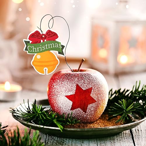 Miniatura 6 de Outus 150 etiquetas de regalo de Navidad con cuerdas de cinta, papel de aluminio con purpurina, etiquetas de nombre de Navidad, etiquetas de