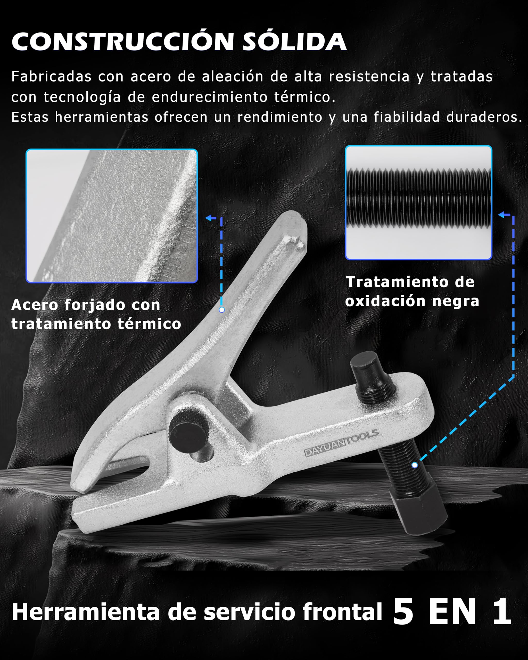 DAYUAN Juego de herramientas para auto que incluye extractor de rótulas, articulación esférica, extractor de cabeza de barra de acoplamiento, 5 piezas