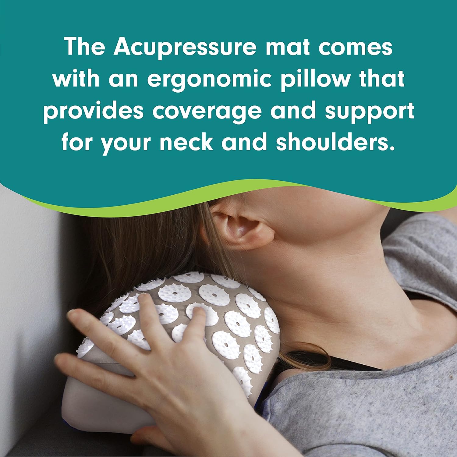 Aculief - Acupressure Mat and Pillow - Massage Mat Set - Stress and Pain Relief and Relaxation for Total Body Use - at Home and On-The-Go Use - 7000 Acupressure Points (Beige) : Health & Household