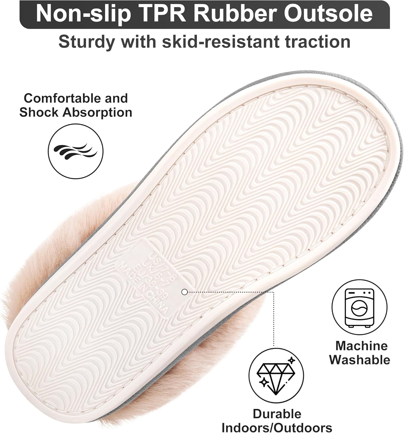 Metog Women's House Slippers Fluffy Soft Warm Slip On Bedroom Shoes Anti-Skid Cozy Plush for Indoor Outdoor - Image 5