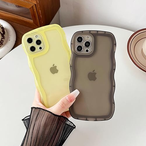Miniatura 3 de Caseative Funda para iPhone 12 Pro, marco ondulado rizado de color liso, transparente, suave, compatible con iPhone (morado, iPhone 12 Pro)