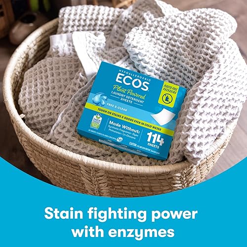 Miniatura 9 de ECOS Hojas de detergente para ropa veganas, sin jarra de plástico, sin ensuciar, sin líquidos, hipoalergénicas, hoja de detergente para ropa a base