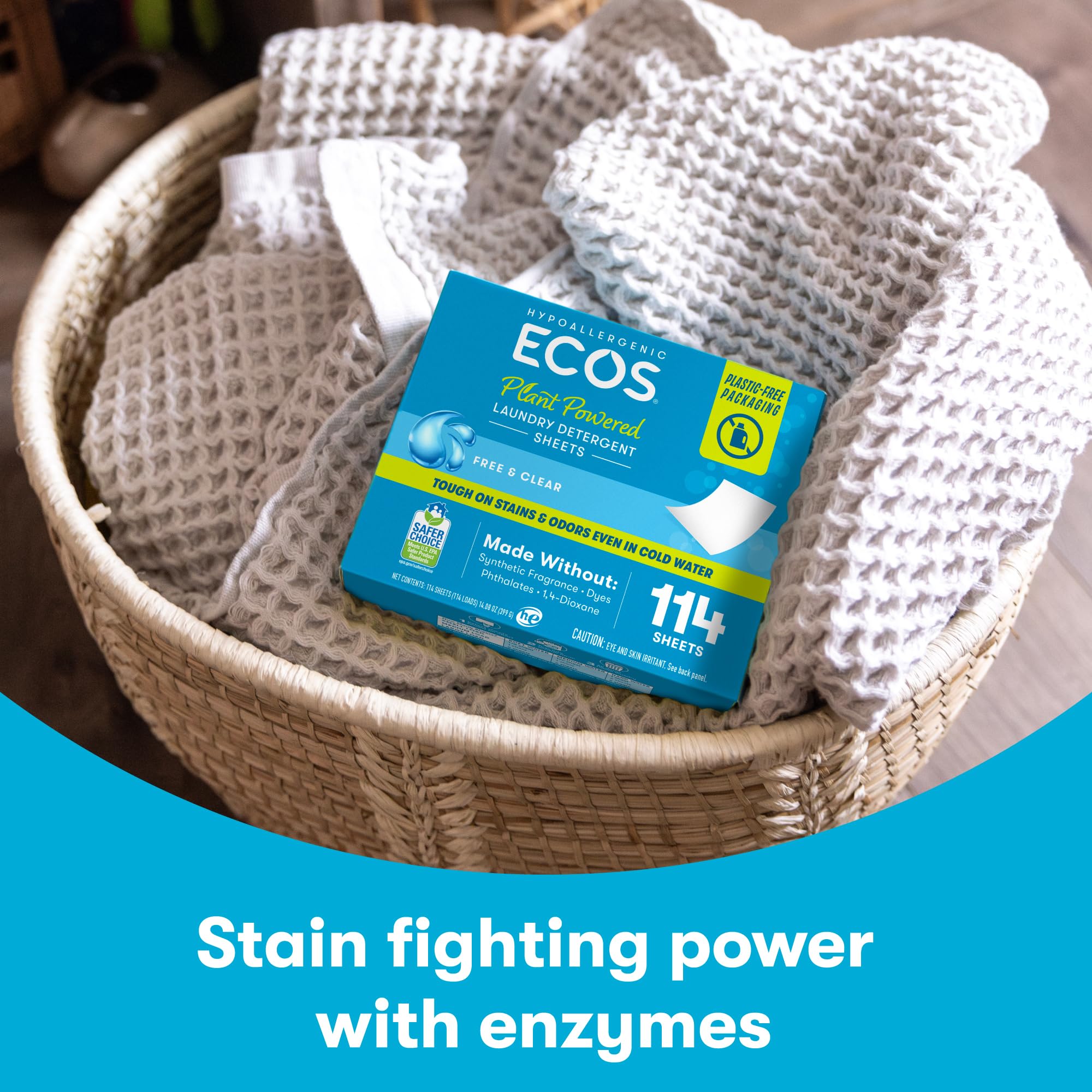 Amazon.com: ECOS Laundry Detergent Sheets Vegan, No Plastic Jug