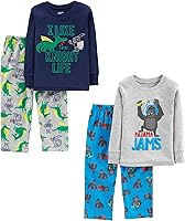 Vista 1 de Simple Joys by Carter's Conjunto de pijama de 4 piezas para niños y niños pequeños (parte superior de algodón y parte inferior de vellón)