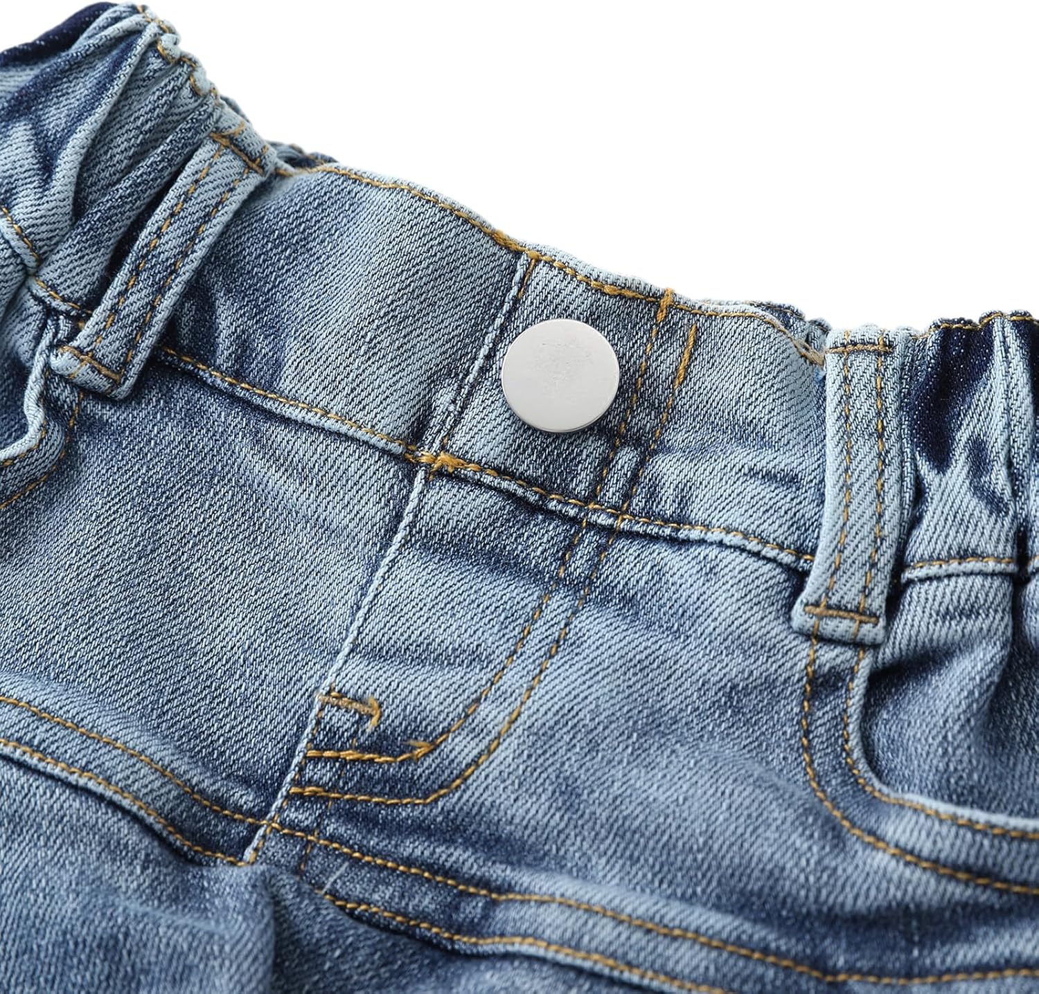 Flofallzique Little Girl's Denim Skirts Mini Flared Pleated Toddler Jean Skorts with Shorts Underneath - Image 8