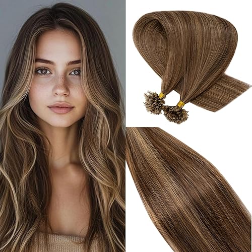 Extensiones de puntas largas en I de pelo humano para mujer, tipo remy, 100 mechones, cabello lacio #1 color negro azabache de 16 pulgadas, 1.76oz.