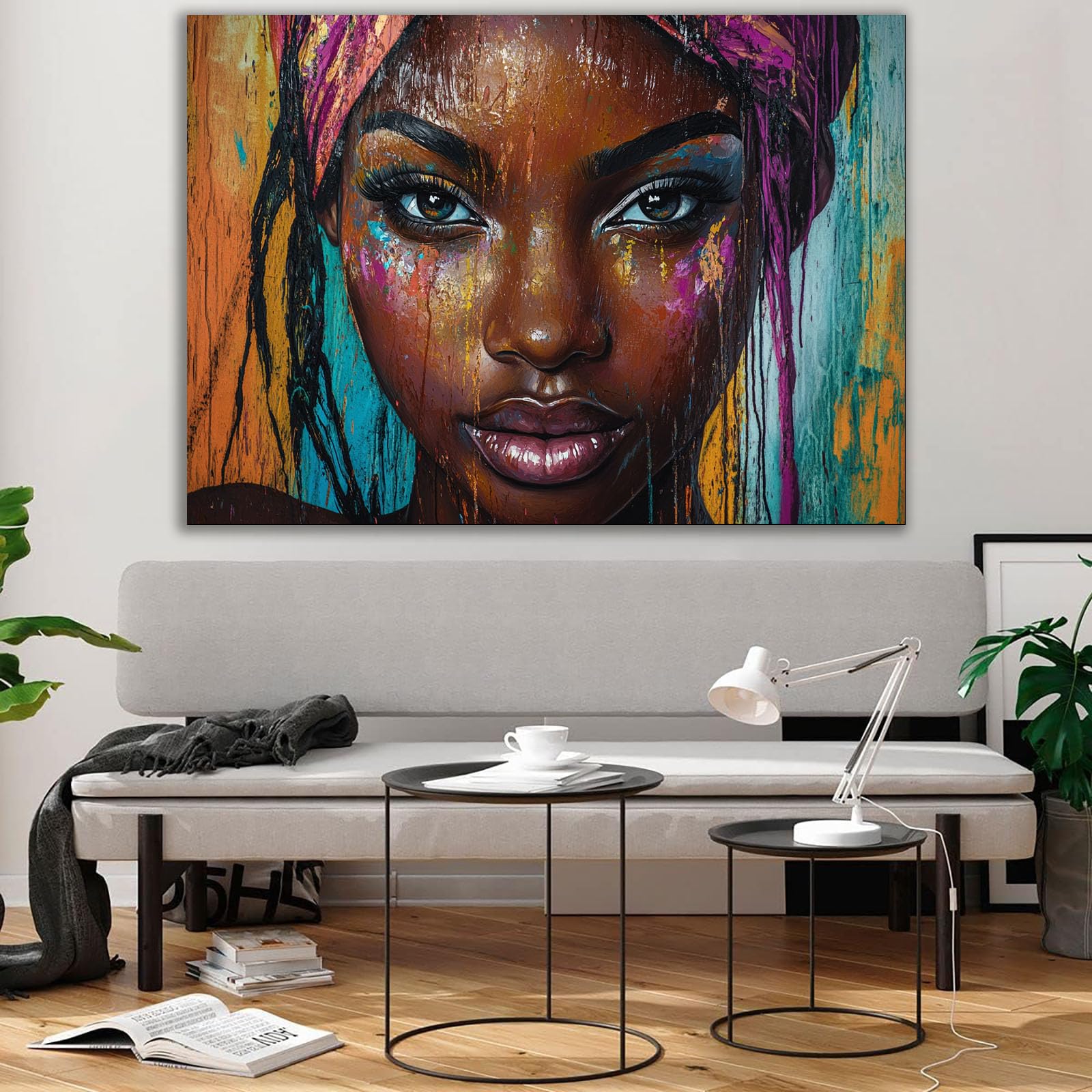 DMZPKZB Póster de pintura de mujer Mujer negra arte de pared,impresiones,imagen,figuras,paisaje,arte abstracto,chica sexy,para dormitorio,sala de estar y baño（Amarillo-50x70cm Enmarcado
