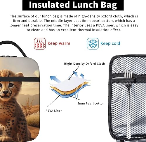 Miniatura 5 de SARA NELL Bolsa de almuerzo con aislamiento de Panda para mujeres, hombres, adolescentes, niños, bolsa de almuerzo reutilizable, bolsas de almuerzo
