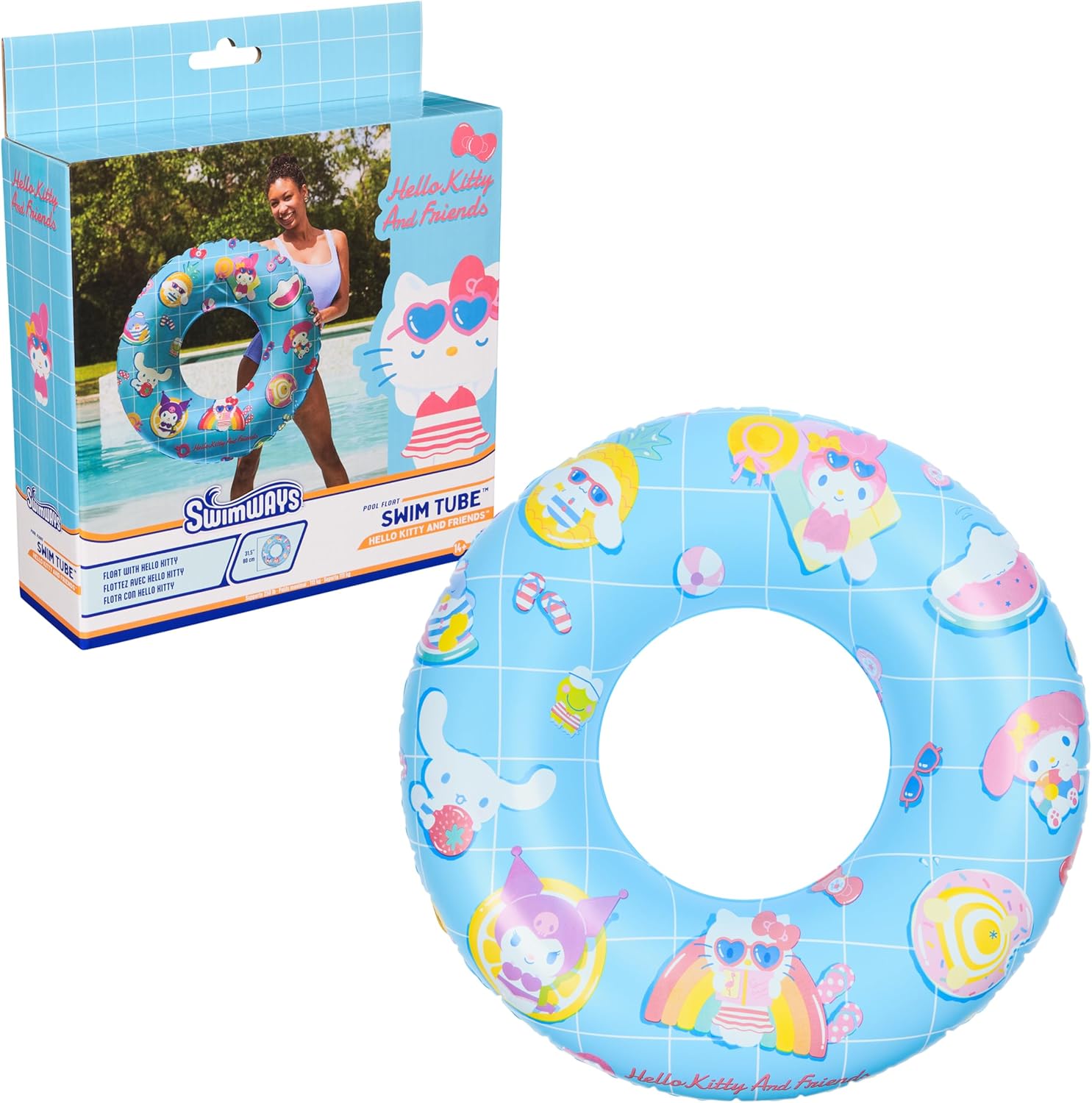 Swimways Hello Kitty Suntanner Pool Float, Inflatable Pool Floats & Kids Pool Toys, Swimming Pool Accessories & Beach Essentials for Teens Aged 14 & Up