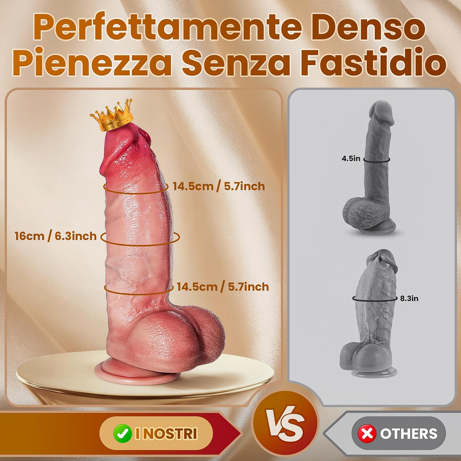 Dildo Realistico Anale Sexytoysys Donna Coppia Uomo, 21.5cm Fallo Realistico Pene Finto Per Donne 5.1cm Spessore Dildo XXL Sex Toys Sessuali Per Donna Giochi Erotici per Adulti Sexy