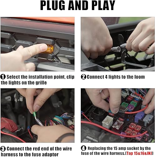 Miniatura 6 de Seven Sparta Luces LED para parrilla 4 piezas con fusible para parrilla Toyota Tacoma TRD PRO 2016-2019 carcasa ámbar con luz ámbar