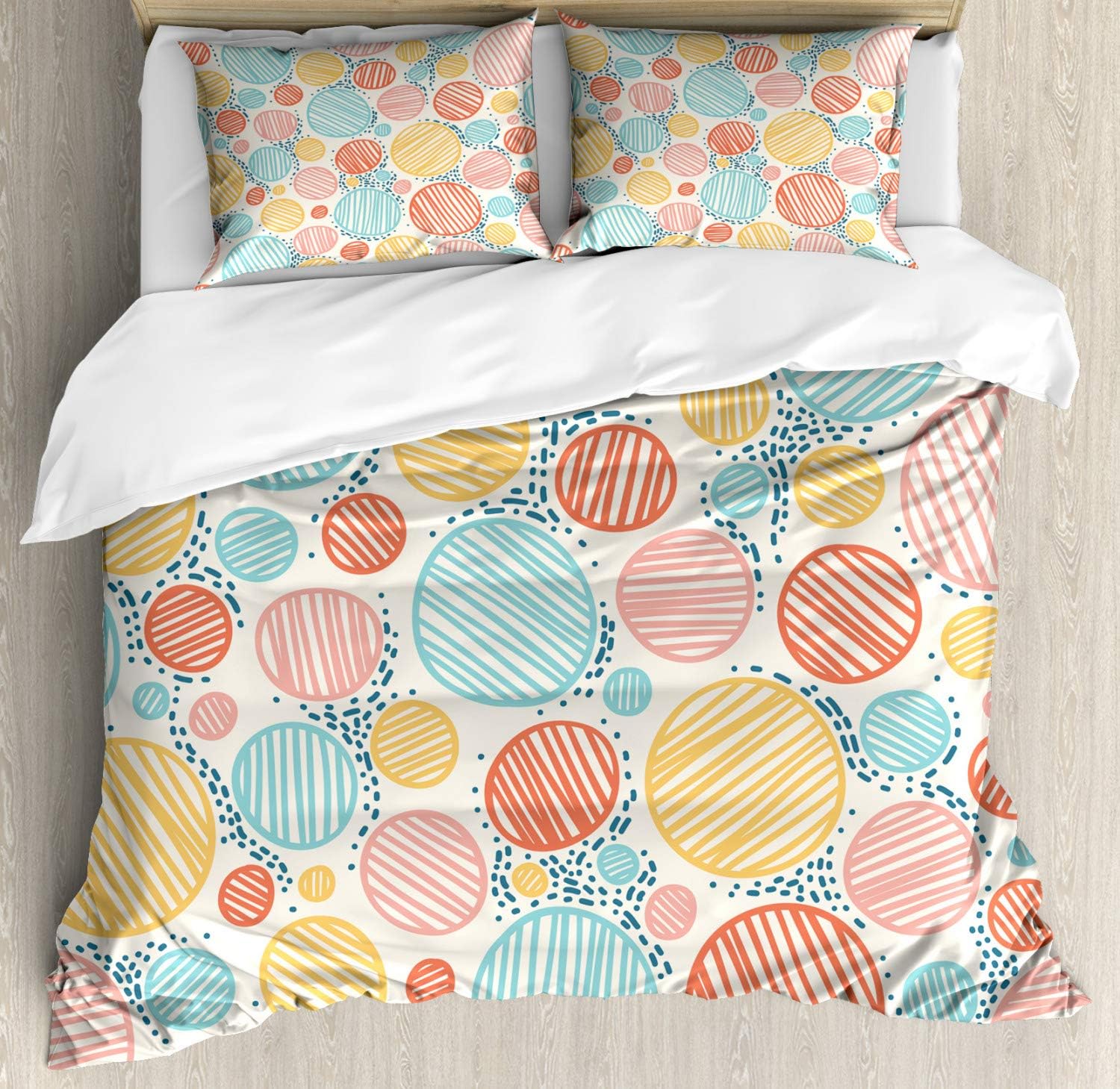 Ambesonne Southwestern Duvet Cover Set, Rhombus Shapes with Zigzag Details Traditional Old Pattern, Decorative 3 Piece Bedding Set with 2 Pillow Shams, Queen Size, Dark Taupe Seafoam