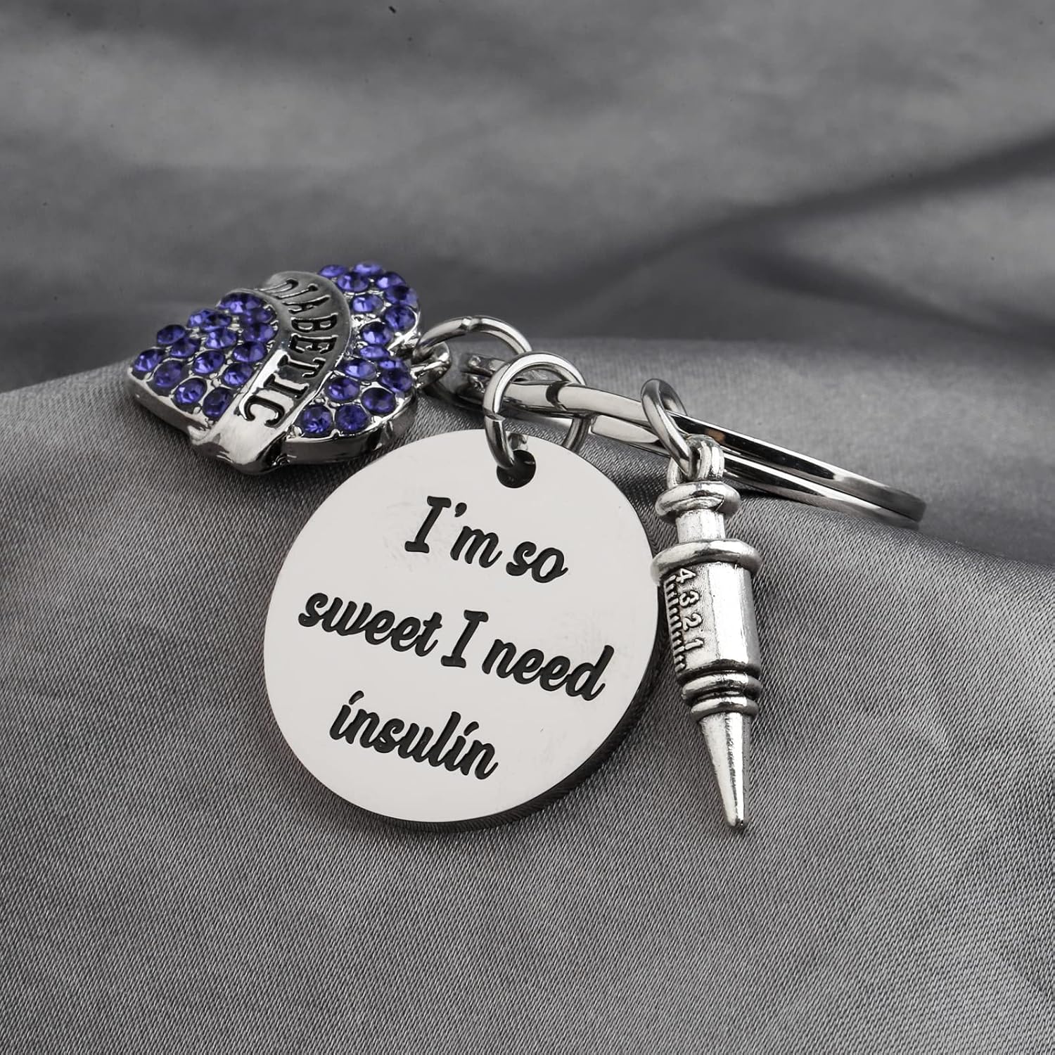 SEIRAA Diabetic Awareness Keychain I’m So Sweet I Need Insulin Diabetes Keychain Diabetic Patients Gift