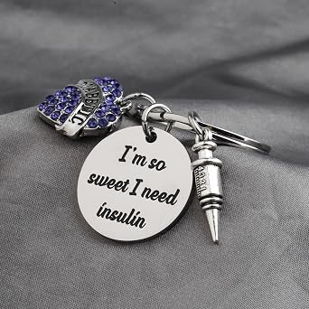 SEIRAA Diabetic Awareness Keychain Im So Sweet I Need Insulin Diabetes Keychain Diabetic Patients Gift