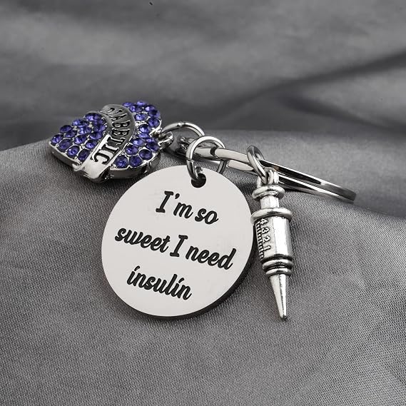 SEIRAA Diabetic Awareness Keychain Im So Sweet I Need Insulin Diabetes Keychain Diabetic Patients Gift