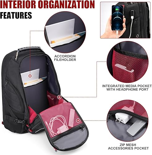 Miniatura 3 de star cloud Mochila con ruedas para laptop de 18.4 pulgadas, repelente al agua, perfecta para la universidad, viajes, escapadas de fin de semana y