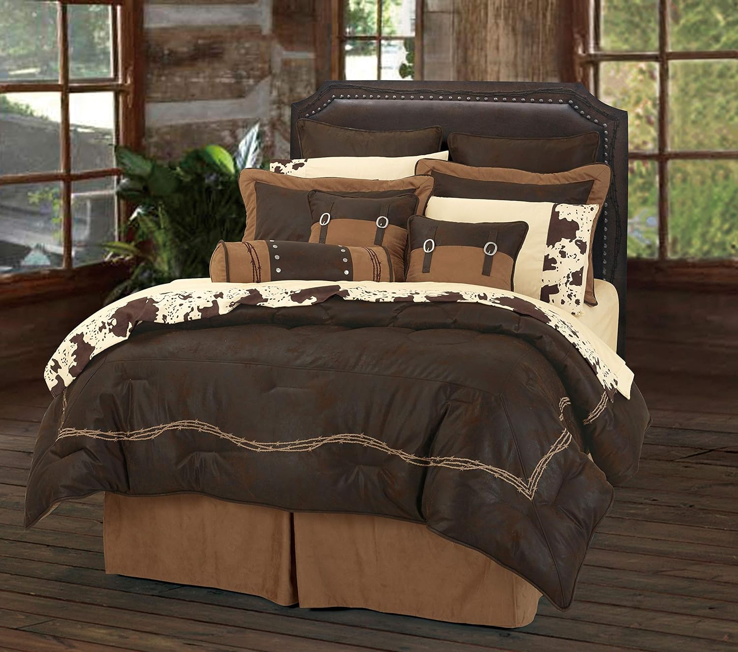 Paseo Road by HiEnd Accents Barbwire Western Bedding 7 Piece Super King Comforter
