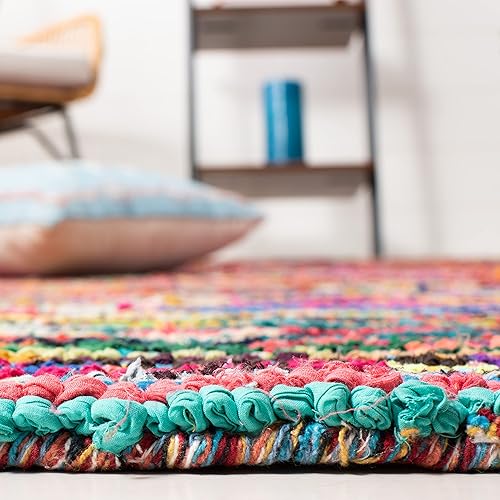 Miniatura 4 de SAFAVIEH Nantucket Collection - Alfombra decorativa de 2 pies 3 pulgadas x 4 pies, rosa y multicolor, hecha a mano de algodón bohemio abstracto,