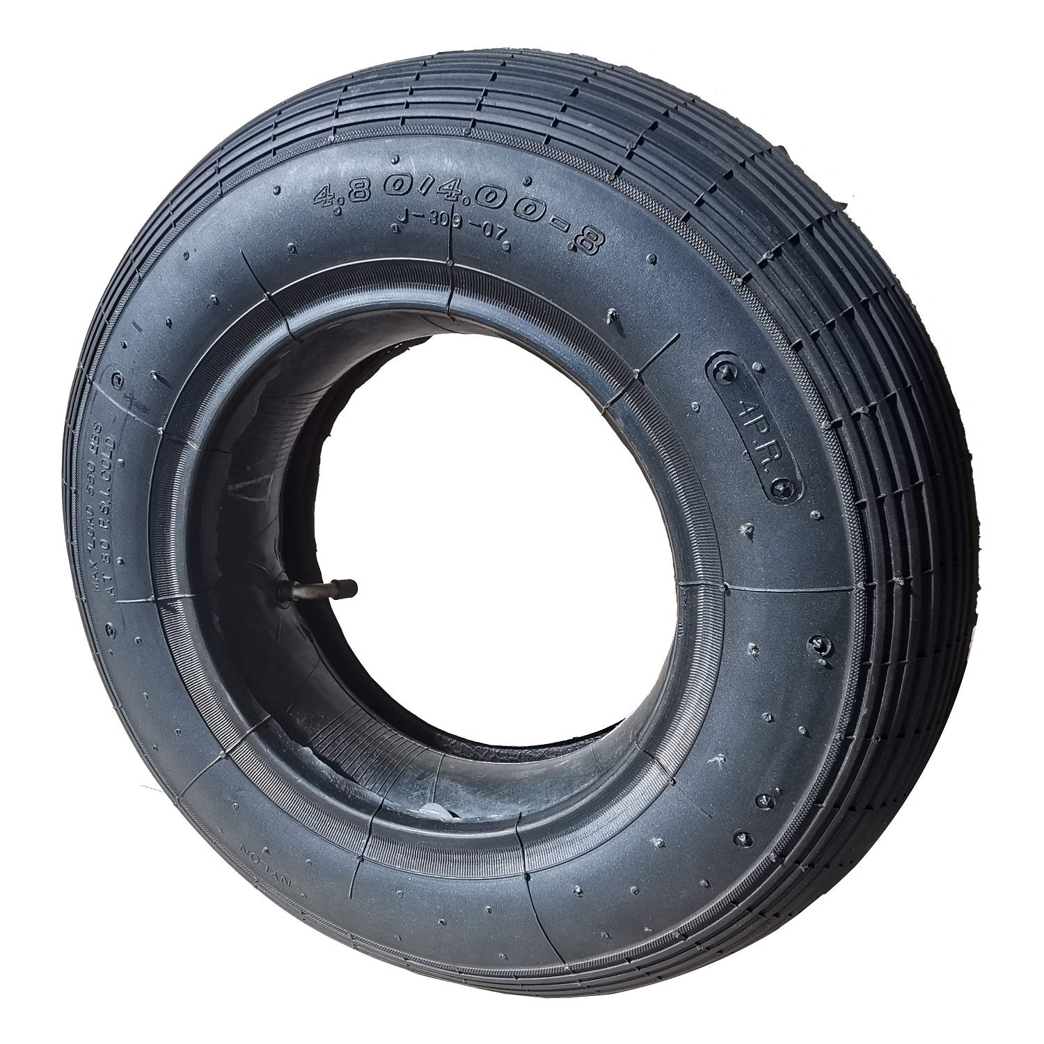 Resul Schubkarrenreifen-Schlauch Set 4.80/4.00-8, mit abgewinkeltem Autoventil, 4PR, 250 kg Traglast