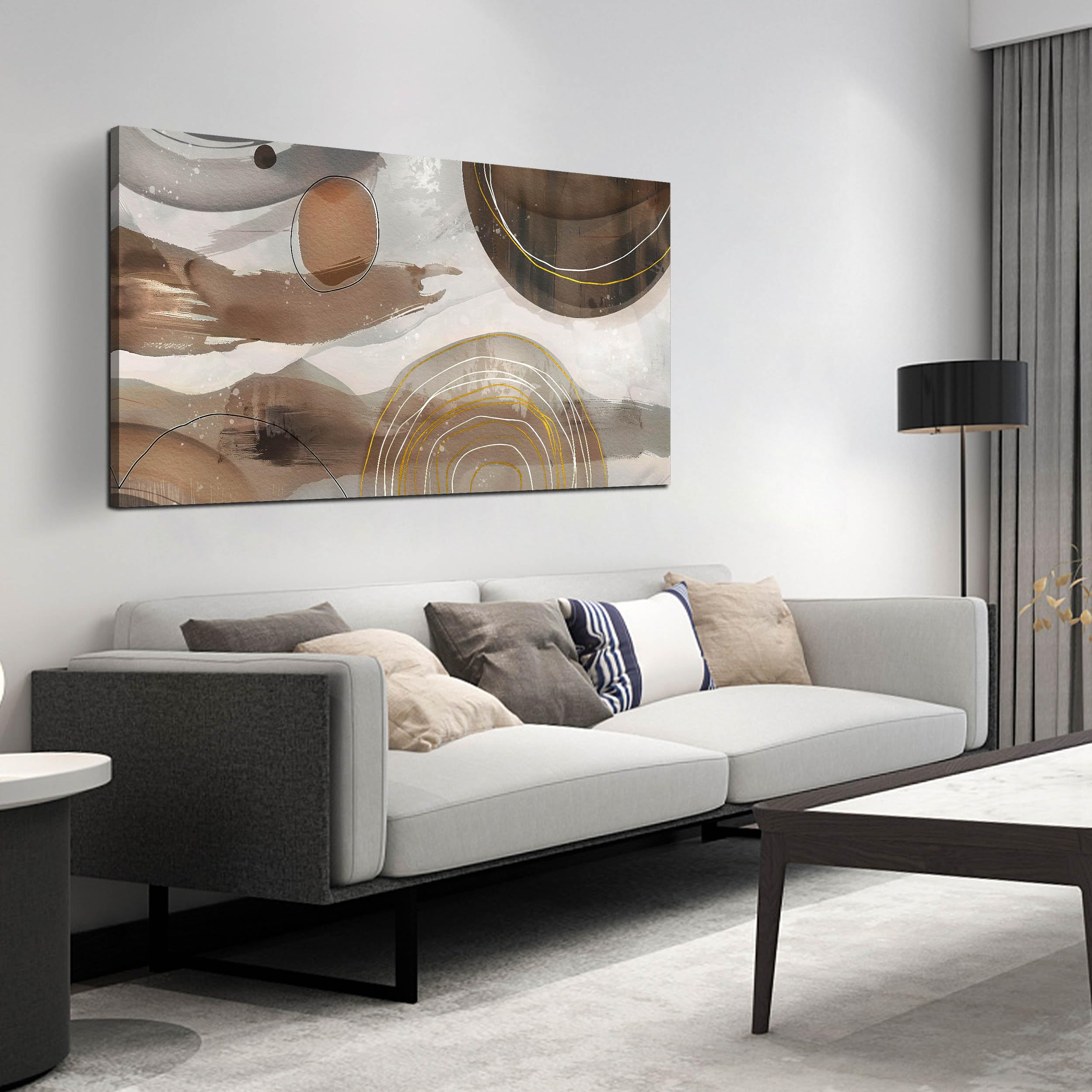 Prepeyssee Grey and Brown Boho Abstract Canvas Wall Art for Living Room Bedroom Home Office Large Abstract Prints Modern Wall Decor Size 24x48