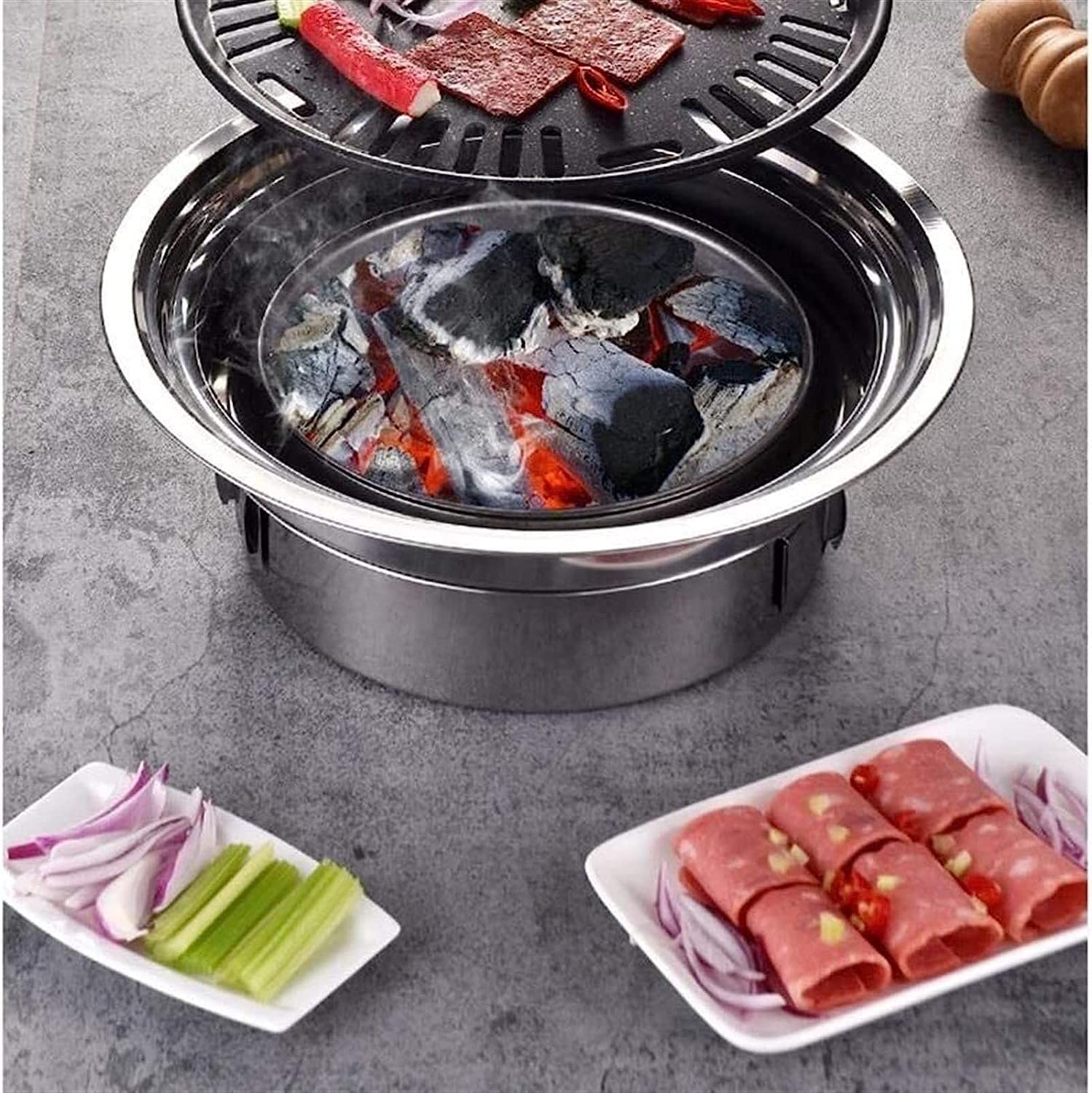 Grille węglowe Gorący grill Grill węglowy Przenośny Gospodarstwo domowe Koreański grill Okrągły Grill węglowy Grill kempingowy Kuchenka Na zewnątrz Wewnątrz
